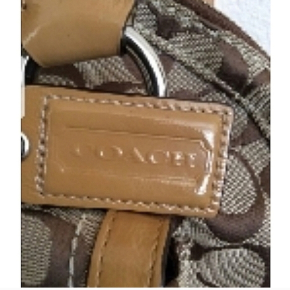 XLARGE AUTHENTIC COACH SIGNATURE C AND GENUINE LEATHER HANDBAG 15W x 13L - Picture 6 of 9